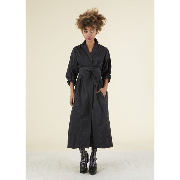 Odeeh Belted Pinstripe Wrap Dress - Picture 2 of 16